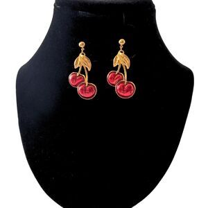 Vintage Cheerful "Cheery Cherry" Avon 1992 Earrings | Dangling Cherries | NIB